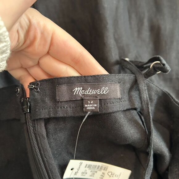 Madewell 100% Linen Black Midi Dress Size 12 - Picture 9 of 10